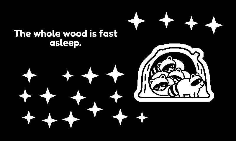 The whole wood is fast asleep — Bandit awake in his tree