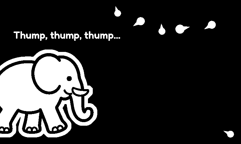 Frame two: the elephant further in