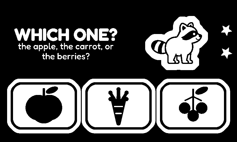 Which one? The apple, the carrot, or the berries?
